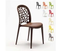 Chaise salle à manger café bar restaurant jardin polypropylène empilable Design WEDDING HOLES MESSINA, Couleur: Marron - Chaise