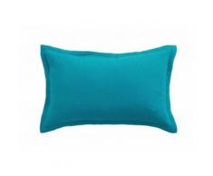 Coussin lin lavé Turquoise rectangulaire TU Anne de Solène - Textile séjour