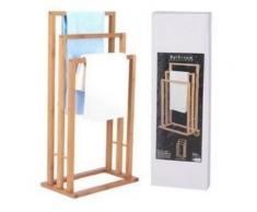 porte serviette en bois bambou 3 bras pour salle de bain - Accessoires salles de bain et WC