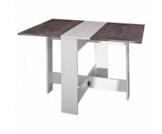 Table à manger pliante en bois 3 positions ASTUCEA - Blanc / Béton - Tables salle à manger