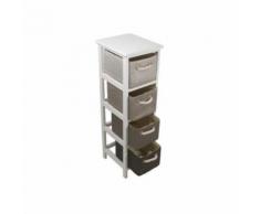 VICTORIA Colonne de salle de bain L 25 cm + 4 paniers - Blanc - Meubles de salle de bain