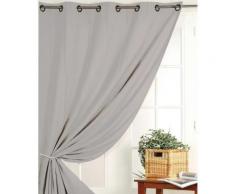 Rideau occultant uni à oeillets polyester grande largeur 240x260cm ERINE - Argent - Rideaux et stores