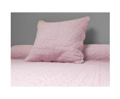 Couvre-lit Boutis uni rose 180x220 cm avec 1 taie d'oreiller - Linge de lit