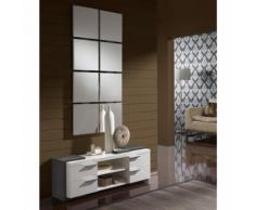 Meuble d'entrée Blanc/Cendre + miroir - NAVE - Commodes