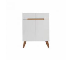 Buffet scandinave blanc brillant et frêne 80cm MELKA - Buffets