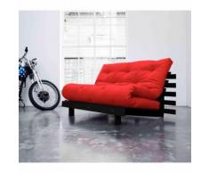 Pack Futon Matelas Latex Rouge Structure en Bois Wengé 160x200 - Ensembles matelas et sommier