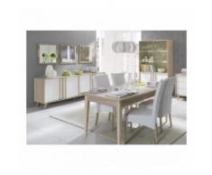 Salle à manger complète MALMO. Buffet, bahut + vaisselier + 3 x miroirs + Table 160 cm. Coloris sonoma et blanc mat - Buffets