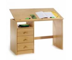 Bureau enfant 3 tiroirs lasuré couleur hêtre - Bureaux