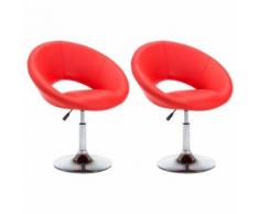 vidaXL Chaise pivotante 2 pcs Similicuir 74x63,5x89 cm Rouge - Chaise