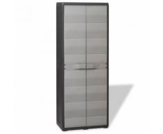 Armoire de rangement de jardin avec 3 étagères Noir et gris - Armoire
