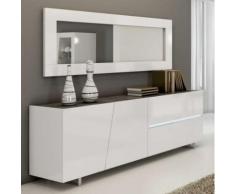 Enfilade design laqué blanc 200 cm LAUREA, 3 portes - 1 tiroir - L 200 x P 50 x H 75 cm - Buffets