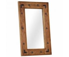 Miroir Bois d'Acacia Massif Miroir de Salle de Bain Miroir de Entrée 50 x 80 cm - Objet à poser