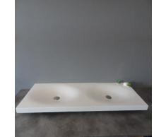 Lavabo Suspendu Double Vasque Blanc Mat, 120x45 cm, Composite, Epure - Installations salles de bain