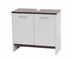 Meuble sous évier Arezzo, armoire de salle de bain, 56x60x28cm ~ blanc, sols marrons - Commodes