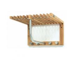 Etagère porte serviettes et peignoires - Porte cintres murale bambou et inox - Pour salle de bain - Accessoires salles de bain et WC
