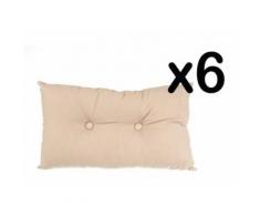 Lot de 6 coussins rectangulaires en coton et polyster coloris lin, 30 x 50 cm -PEGANE- - Textile séjour