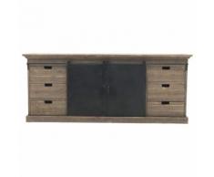 Meuble Industriel Campagne Enfilade Bahut Buffet Fer Bois 220 cm - Buffets