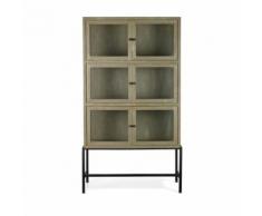 Vitrine design industriel 6 portes verre et bois Showcase - Couleur - Gris - Vitrines