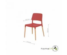 Set de 4 chaises modernes et design pour votre salle à manger cuisine en bois massif hêtre et polypropylene rouge - Chaise