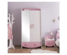 Armoire 2 Portes Mulan Rose Et Blanche - Armoire