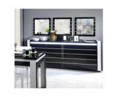 Buffet, bahut, enfilade LINA avec LED + 3 x miroirs. Meuble noir et blanc, idéal pour votre salon ou salle à manger. - Buffets