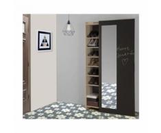 ADAM Meuble a chaussures industriel décor châtaignier naturel et mélamine gris anthracite - porte coulissante - - Armoire