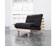 Pack matelas futon gris anthracite coton structure en bois naturel 90x200 - Terre de Nuit - Ensembles matelas et sommier