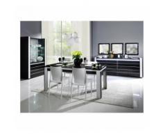 Salle à manger complète LINA noire et blanche. Table 160 cm + Buffet + 3 x Miroirs + Vaisselier (led) - Buffets