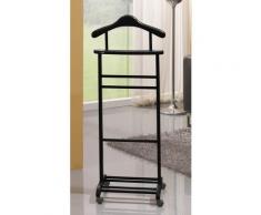 Valet de Nuit Noir en Hêtre massif avec plateau porte objets sur socle a roulettes, 34 x 45 x 110 cm -PEGANE- - Objet à poser