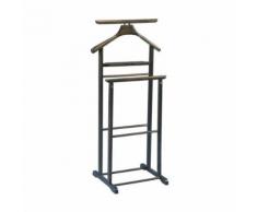 Valet de nuit double en hêtre massif noyer, Dim L470 x I360 mm x H1010 mm -PEGANE- - Portants et valets de nuit