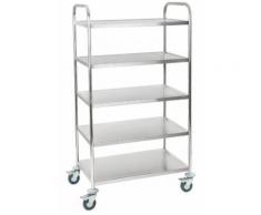 Chariot de service cuisine professionnel inox 5 étages max 320 kg 3614118 - Accessoires de rangement