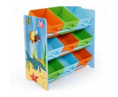 Meuble de rangement étagère jouet panier chambre enfant motif mer APE06026 - Objet à poser