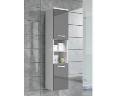 Armoire de rangement Paso Hauteur : 160 cm Gris brillant - Meuble de rangement haut placard meuble de salle de bain - Installations salles de bain