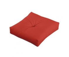 Coussin de sol uni capiton central 100% coton garnissage polyester ROMEO - Cerise - Carré - Textile séjour