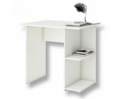 Bureau NOVA pour enfant adulte rangement ouvert avec 2 tablettes latérales mélaminé blanc mat - Bureaux