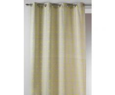 Rideau à oeillets tamisant coton imprimé triangle contrasté 140x250cm SKANDIC - Jaune - Rideaux et stores