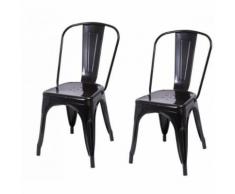 2 chaises de cuisine salon salle à manger design métal noir - Chaise