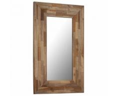 Miroir en Teck Recyclé Style Vintage pour Maison ou Salle de Bain 50 x 80 cm Marron - Objet à poser