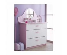 Commode Enfant 3 Tiroirs Rose Orchidée-Blanc Perle CO105 - Commodes