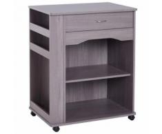 Chariot desserte de cuisine desserte de cuisine 76L x 50l x 94H cm 4 roulettes rotatives freins gris - Dessertes de rangement
