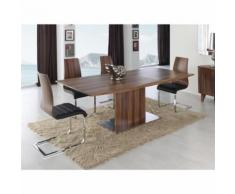 Table à manger rectangulaire extensible 160-200cm en bois couleur noyer VELA - L 160 x l 90 x H 76 - Tables salle à manger