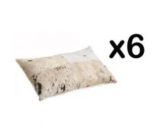 Lot de 6 coussins rectangulaires en peau de vache marron et blanc -PEGANE- - Textile séjour