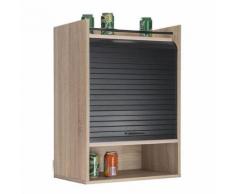 Meuble de rangement de cuisine à rideau Bois/Noir - LUKE - Meubles de cuisine
