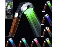 Pommeau de douche LED Controlé contrôlée couleurs Arc-en-ciel à double massage - Accessoires salles de bain et WC