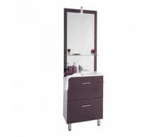 Ensemble meuble sous-vasque + vasque résine + miroir 1 tablette blush / aubergine - Meubles de salle de bain