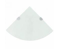VidaXL Étagère d'angle salle de bain avec support Fond en verre plateau en verre blanc 35 x 35 cm - Accessoires salles de bain et WC