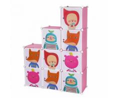 Armoire Penderie Cubes/étagère de rangement modulables plastiques imprimé cadre en métal pour enfant - Armoire