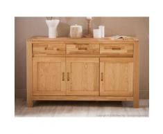Enfilade 3 portes 3 tiroirs en chêne finition huilée - L140xP44xH85cm HAWKE - Buffets