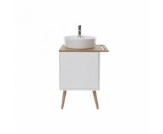 Meuble de salle de bain : vasque, meuble sous vasque une porte chêne et blanc et miroir TOTEM - Meubles de salle de bain