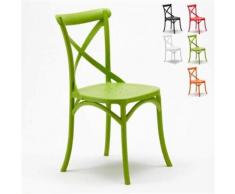 Chaise de cuisine restaurant en polypropylène VINTAGE Paysan Cross design, Couleur: Vert - Chaise